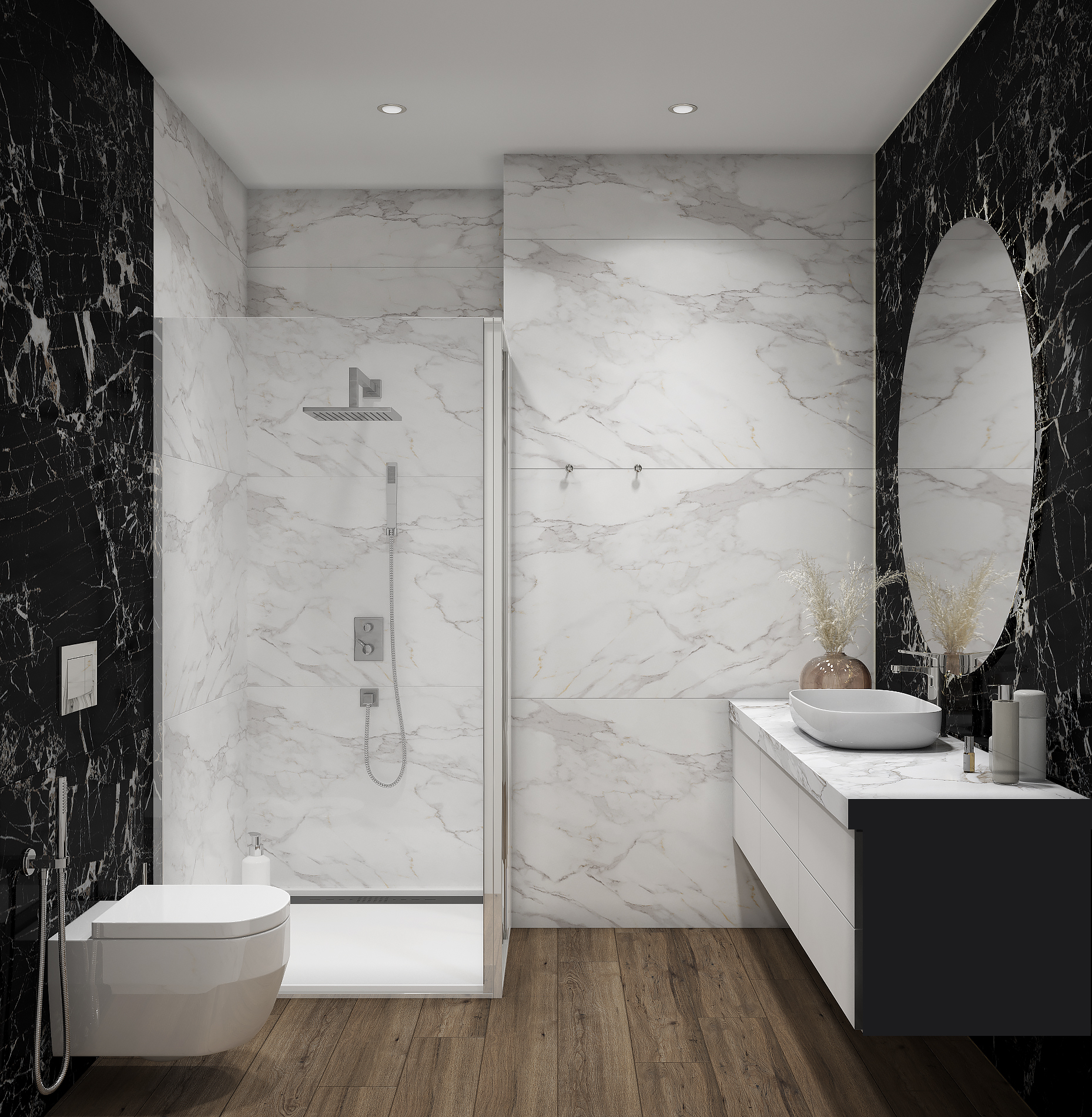 100 лучших идей дизайна: Черно - белая ванная комната на фото