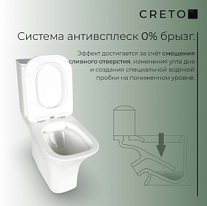 Унитаз-компакт безободковый Creto Cer C2 1002-002Cer-C2W с быстросъёмной крышкой-сиденьем микролифт Slim рис 5