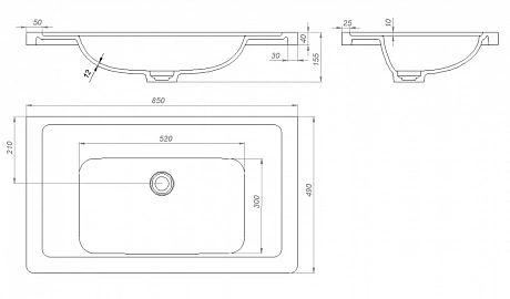 Раковина Creto Taormina 85х49 без отверстия под смеситель, искусственный камень Solid Surface белая матовая 1088-001/1 рис 7