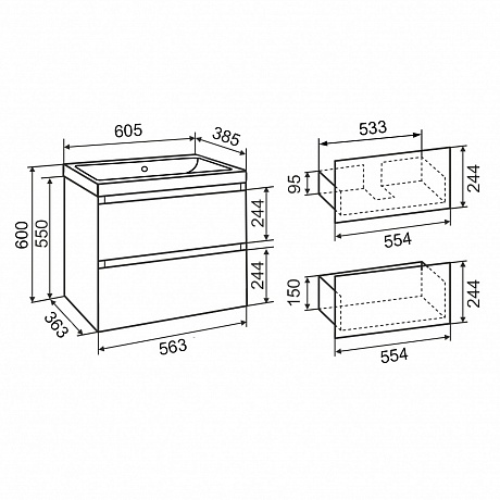 Тумба под раковину Creto Style 60 см белая глянцевая, 16-2060W рис 8