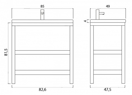 Тумба с раковиной Creto Provence Venge 85 рис 5