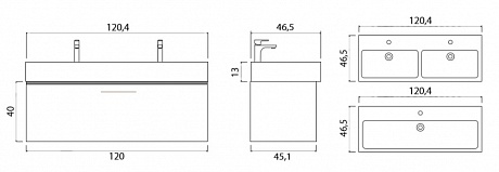 Тумба с раковиной подвесная Creto Milano 120 Sorano рис 5
