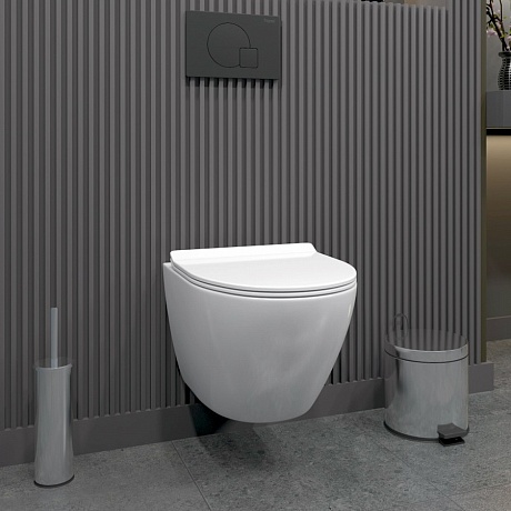 Унитаз подвесной безободковый Creto Cer C5 1005-005Cer-С5W с крышкой-сиденьем микролифт, белый рис 6