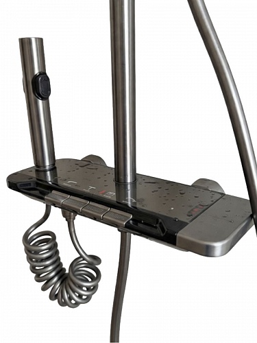 Душевая стойка Creto Поток 4 режима, оружейная сталь матовая, CRE-DS-009 рис 5