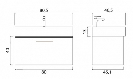 Тумба с раковиной подвесная Creto Milano 80 Sorano рис 5