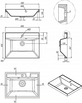 Раковина Florentina Астория 60 см белая глянцевая, 10.170.00600.001 рис 3