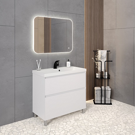 Тумба с раковиной Creto Astoria 90 см белая глянцевая, 15-2090W рис 7