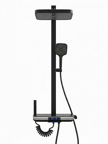 Душевая стойка Creto Фонтан 4 режима, оружейная сталь матовая, CRE-DS-010