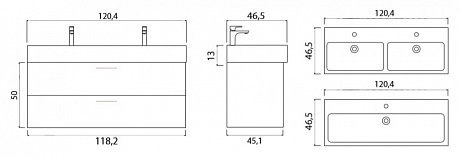 Тумба с раковиной Creto Tivoli Soft 120 см рис 5