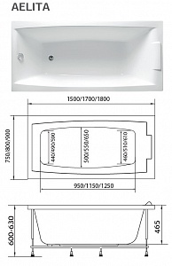 Акриловая ванна 150х75 см Creto Elite 11-15075 белая рис 4