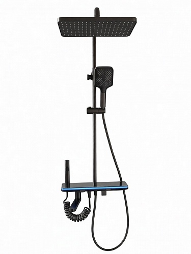 Душевая стойка Creto Кристалл 4 режима, оружейная сталь матовая, CRE-DS-005