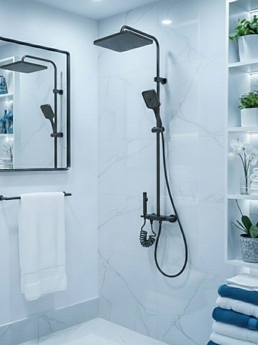 Душевая стойка Creto Поток 4 режима, оружейная сталь матовая, CRE-DS-009 рис 6