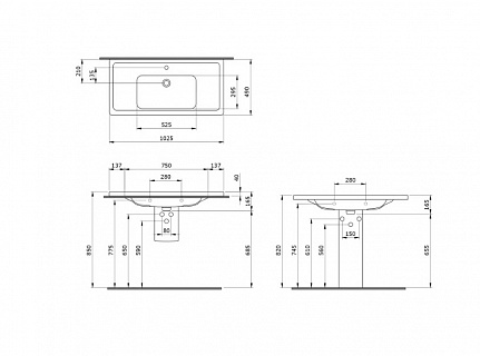 Раковина Creto Taormina 100х49 искусственный камень Solid Surface белая матовая без перелива 1188-001 рис 4