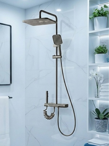 Душевая стойка Creto Струя 4 режима, оружейная сталь матовая, CRE-DS-004 рис 6