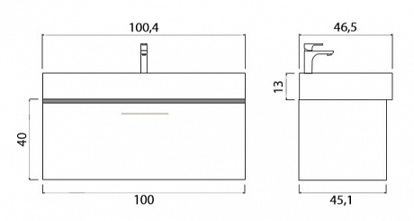 Тумба с раковиной подвесная Creto Milano 100 Sorano рис 5