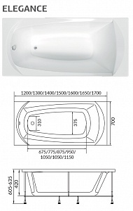 Акриловая ванна 170х70 см Creto Elegia 29-17070 белая рис 4