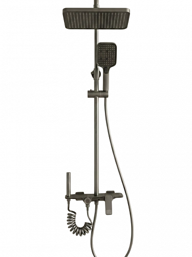 Душевая стойка Creto Горизонт 4 режима, оружейная сталь матовая, CRE-DS-006