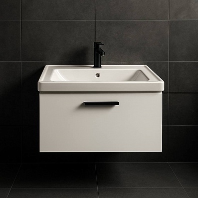 Тумба с раковиной Creto Modula 65 см 300425-65П матовая белая рис 2