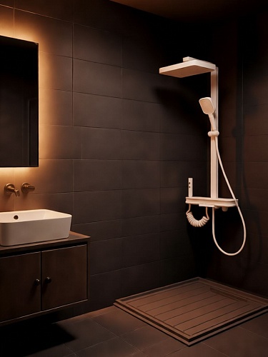 Душевая стойка Creto Бриз 4 режима, слоновая кость матовая, CRE-DS-001 рис 6