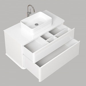 Тумба с раковиной Creto Stella 100 см белый глянец, 16-CRE50/100/ рис 5