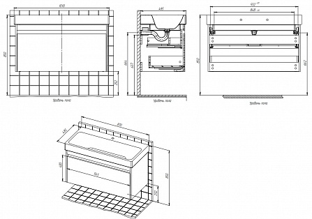 Тумба с раковиной подвесная Creto Etna 100 Soft рис 6