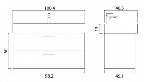 Тумба с раковиной подвесная Creto Tivoli 100 белая рис 5