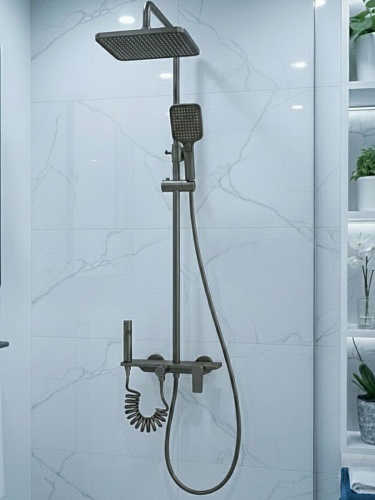 Душевая стойка Creto Горизонт 4 режима, оружейная сталь матовая, CRE-DS-006 рис 5