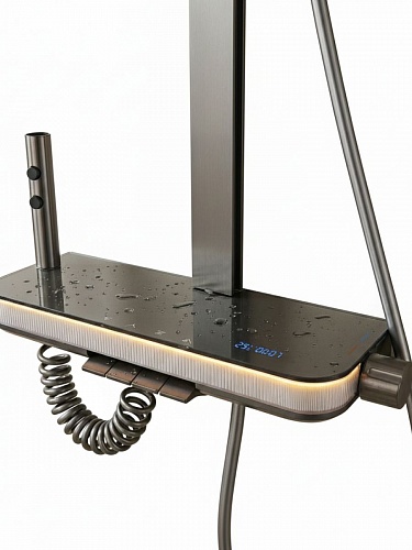 Душевая стойка Creto Фонтан 4 режима, оружейная сталь матовая, CRE-DS-010 рис 4