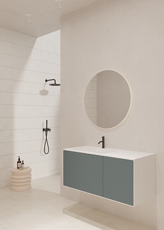 Тумба с раковиной Creto Cava 110 левая Blue Solid с подсветкой, 20-110B рис 5