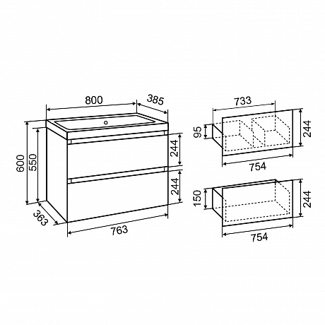 Тумба под раковину Creto Style 80 см белая глянцевая, 16-2080W рис 9