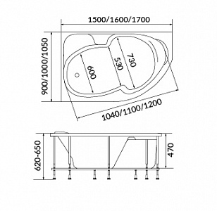 Акриловая ванна 150х90 см Creto Doris 14-15090R белая рис 5