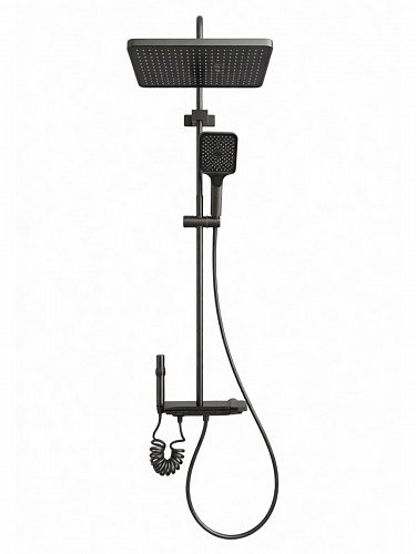 Душевая стойка Creto Поток 4 режима, оружейная сталь матовая, CRE-DS-009