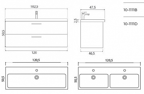Тумба с раковиной Creto Ares Davos 120 рис 4