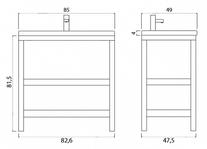 Тумба с раковиной Creto Provence 85 рис 18