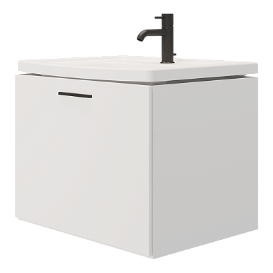 Тумба с раковиной Creto Modula 65 см 300425-65П матовая белая рис 5