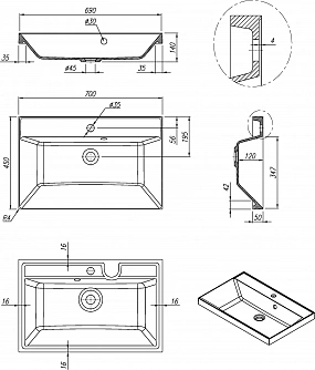 Раковина Florentina Астория 70 см белая глянцевая, 10.170.00700.001 рис 2