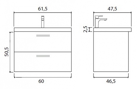 Тумба с раковиной Creto Ares Davos 60 рис 4
