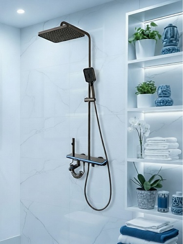 Душевая стойка Creto Кристалл 4 режима, оружейная сталь матовая, CRE-DS-005 рис 6