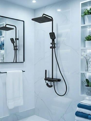 Душевая стойка Creto Океан 4 режима, оружейная сталь матовая, CRE-DS-002 рис 6