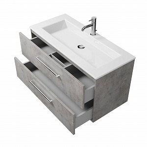 Тумба с раковиной подвесная Creto Ares 100 серая рис 3