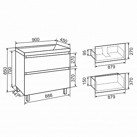 Тумба под раковину Creto Astoria 90 см белая глянцевая, 15-2090W рис 9