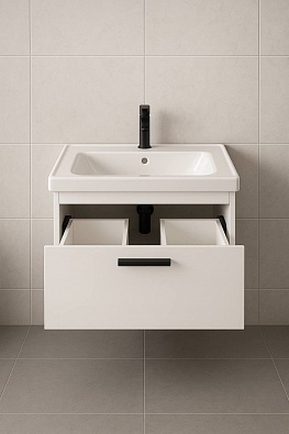Тумба с раковиной Creto Modula 65 см 300425-65П матовая белая рис 3