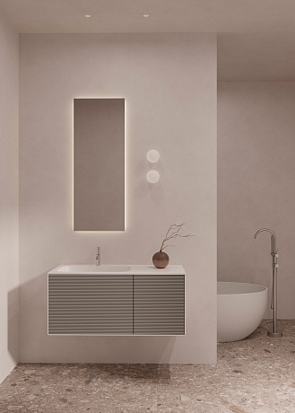 Тумба с раковиной Creto Cava 110 левая Grey Cocoa Solid с подсветкой, 20-110G рис 5