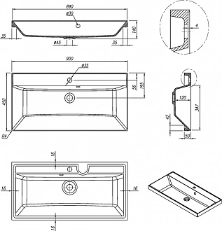 Раковина Florentina Астория 90 см белая глянцевая, 10.170.00900.001 рис 2
