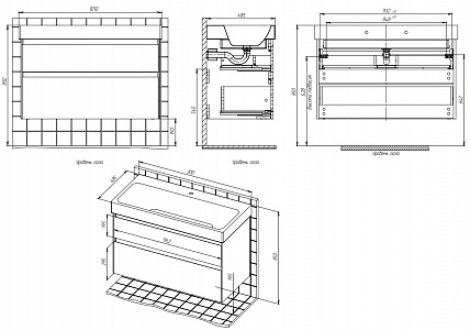 Тумба с раковиной подвесная Creto Amelia 100 рис 19
