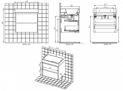 Тумба с раковиной Creto Scala White 60 см рис 16