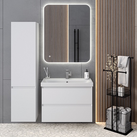 Тумба с раковиной Creto Style 80 см белая глянцевая, 16-2080W рис 8