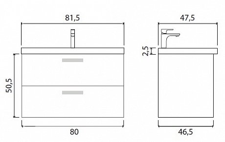 Тумба с раковиной Creto Ares Davos 80 рис 4