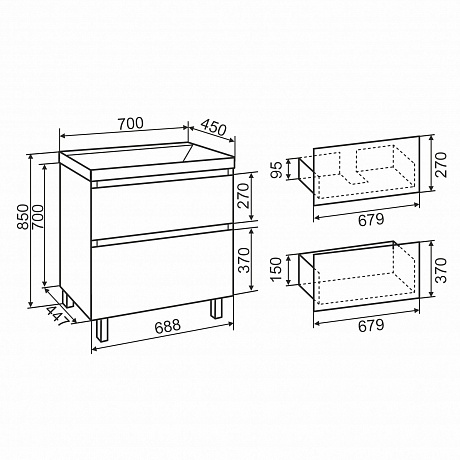 Тумба под раковину Creto Astoria 70 см белая глянцевая, 15-2070W рис 8