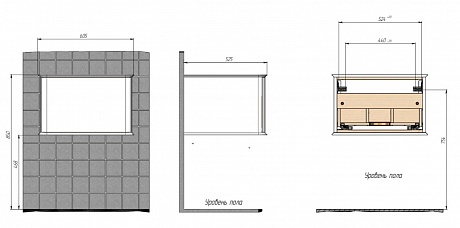Тумба с раковиной Creto Stella 60 см белый глянец, 16-CRE35/60/ рис 23